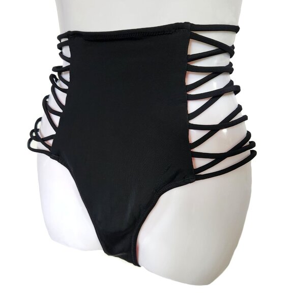 Super Sexy PINK High Waisted Strappy Bikini Bottom - Picture 2 of 5